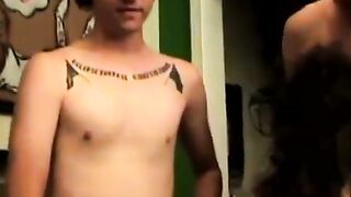 Straight gal sucks two cute straight guys big dicks