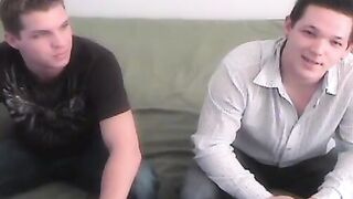Supposedly straight guys share a chubby girls mouth