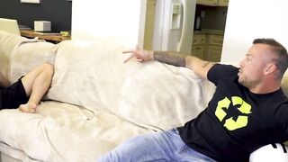 Young muscle daddy gets bred by hung stepson
