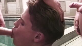 FalconsXXX.com - Four uncut studs feast on each other's cocks and asses post-swim