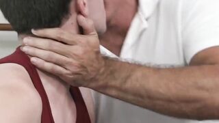 Stepdad chokes stepson while pounding him raw