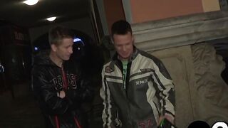 Biker twink cums hard after getting analled by jock