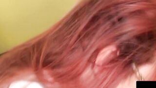 Redhead submits fully for an intense rim job experience