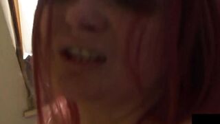 Redhead submits fully for an intense rim job experience