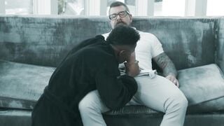 Hunky Rocco Steele stuffs his fat cock inside black jock