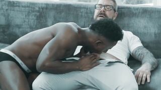 Hunky Rocco Steele stuffs his fat cock inside black jock