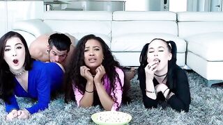 Petites Best Friends Share A Huge Load In This Wild Four Way