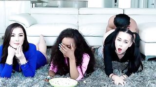 Petites Best Friends Share A Huge Load In This Wild Four Way