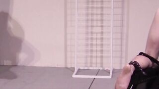 Twinks restrained to be whipped while giving wet blowjobs