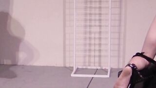 Twinks restrained to be whipped while giving wet blowjobs