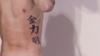 Twinks restrained to be whipped while giving wet blowjobs