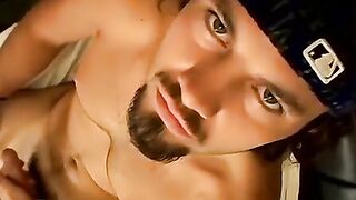 Hunky straight thug strokes juicy man tool slow