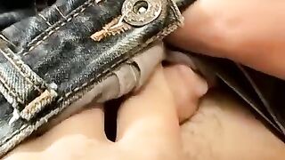 Hunky straight thug strokes juicy man tool slow