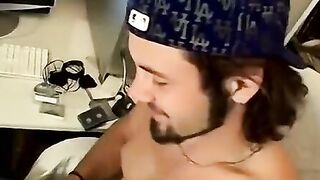Hunky straight thug strokes juicy man tool slow