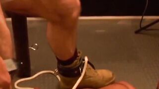 Muscular hunk endures bondage with pins in his chest