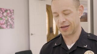 Hot Elizabeth Skylar blows big dick officer for warm semen release