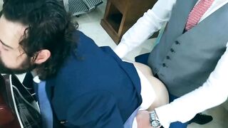 Dani Rivera breeds his horny client Miguel Angel at his barbershop