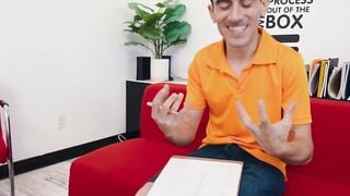 Angela White gives hung dude intense cock and balls sucking