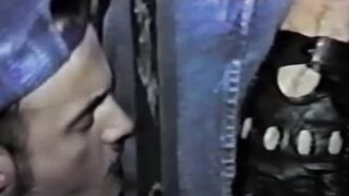 RetroDudes.com - Vintage muscular jock enjoys hard throatfuck through glory hole