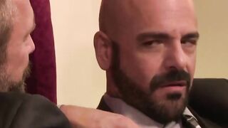 Dirk Caber and Adam Russo fuck hard on the bed