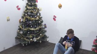 Cute dude's ass gets pounded hard by Santa's hung helper