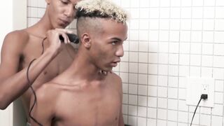 Black Twunk's Hair Cut & Jerk Off Session - Hairy Muscle Jock