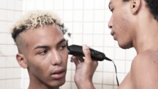 Black Twunk's Hair Cut & Jerk Off Session - Hairy Muscle Jock