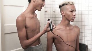 Black Twunk's Hair Cut & Jerk Off Session - Hairy Muscle Jock