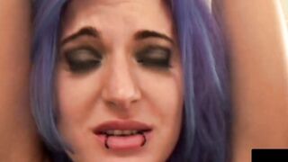 Purpled-Haired Babe Endures Hardcore Flower Power Flogging And Pounded
