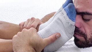 Erotic Foot Worship - Black Hunk's Beard Stroking While His Feet Are Licked