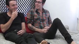 Two Straight Guys Share A Chick's Ass In Threesome Action
