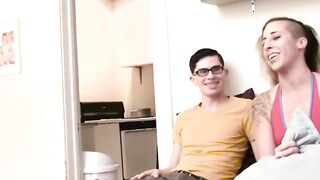 Suspicious Straight Guys Get A Foot-Job And Blow Job From Sexy Brunette