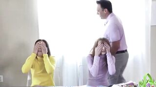 Nasty Girls - Double Blowjob with Facial Finish on Hot Brunette Babes