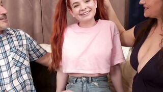 Grandma's Girl - Old Woman Teaches Young Red Head How To Swallow
