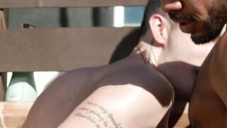 Throated XXX Hardcore Anal Fucked by Two Hunks in Cabin Bareback Orgy!