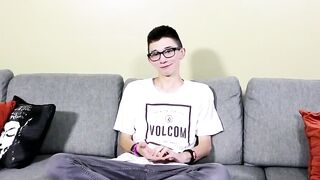 Twinks Glasses Jerk Off Session With Interview