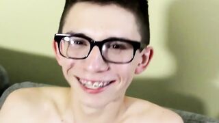 Twinks Glasses Jerk Off Session With Interview