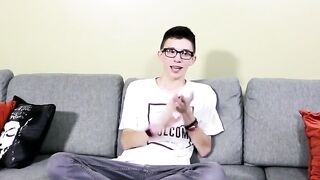 Twinks Glasses Jerk Off Session With Interview
