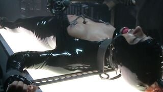 Bondage Domination - Sex Slave Submissive Fetish Play with Mistress in Red Leather Outfit