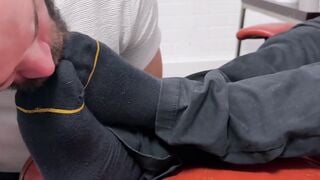 Office Foot Worship - Big Daddy's Dominant Demand on Younger Man