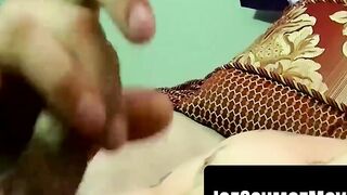 Amature Guy Jerking Off On Bed With Big Load Blasting Chest