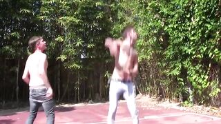 Chubby Babe's Double Penetration Party with Two Straight Friends