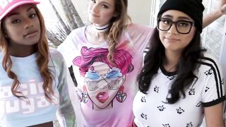 Teen Arcade Gangbangers - Group Sex Party with Hot Blonde Twins & Hunks