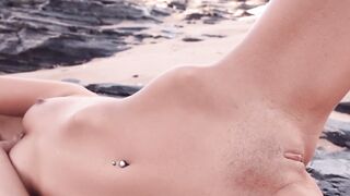 Naughty Beach Babe - Shaving Her Pristine Body in Public