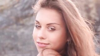 Naughty Beach Babe - Shaving Her Pristine Body in Public
