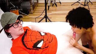 Curvy Ebony Bombshell Gives Fake Agent A Wild Blow Job