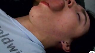 Three's Company But My Mouth Is All Alone - Gay Threesome Facial Blowjob