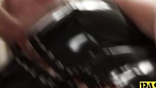 Dominatrix BDSM Sessions with Submissive Blonde Slave Girl in Leather Outfit