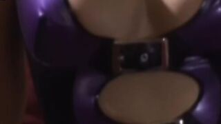 Busty BDSM Mistress Dominates Two Slaves in Leather Bondage Play