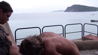 Slender Thrusting His Hard-Body On Beach Front Balcony With Hot Guy - Anal